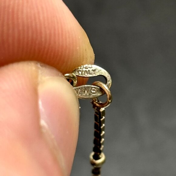 Sterling Silver 925 Beaded Box Link Bracelet Anklet Spring Ring Clasp Sz 9.25'' - Picture 6 of 10